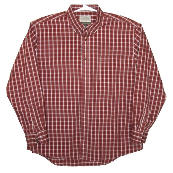 Cabelas Outfitter Series Mens XL Burnt Orange Plaid Long Sleeve Button Up Shirt - Picture 1 of 6